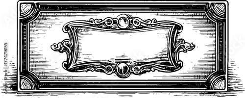 Ornate vintage engraving layout with decorative border for design projects