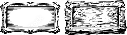 Ornate rectangular borders for premium labels with vintage engraved design