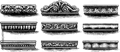 Renaissance revival architectural ornaments collection - classic design elements for historical restoration