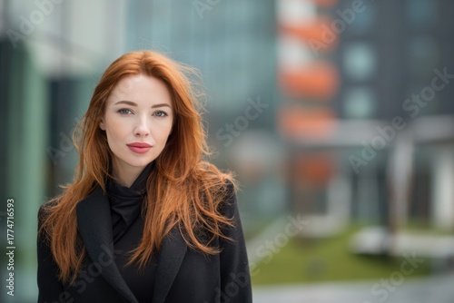 Confident businesswoman posing outdoors in modern urban setting Free Download Confident businesswoman posing outdoors in modern urban setting - GFXLoad