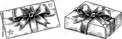 Vintage greeting card borders with ribbons and stars for retro design