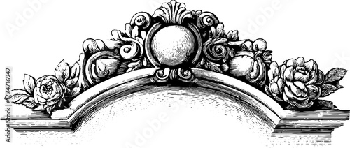 Ornamental stone scrollwork reliefs for architectural design