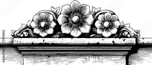 Ornate floral wall relief stone fragments scrollwork design for decor