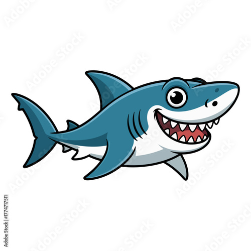 angry shark cartoon vector illustration