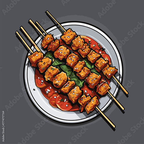 delicious satay cartoon vector image