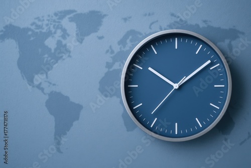 Wallpaper Mural Global Time Zone Clock with World Map, International Business Communication and Global Connectivity Concept Torontodigital.ca