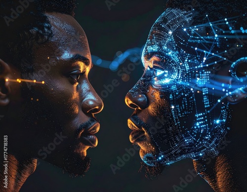 Humanity Meets Artificial Intelligence Digital Transformation Concept.