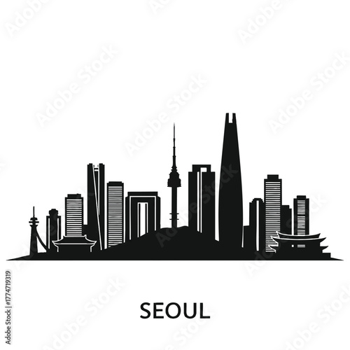 seoul city skyline silhouette south korea travel