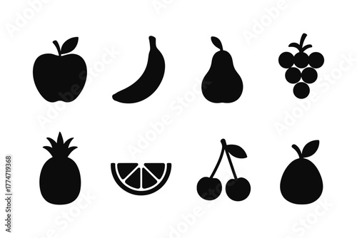 Silhouette collection of various fruits for minimalist designs
