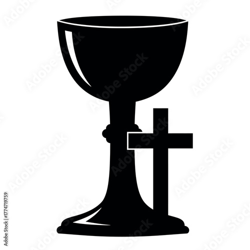 Chalice and Cross Religious Symbol.
