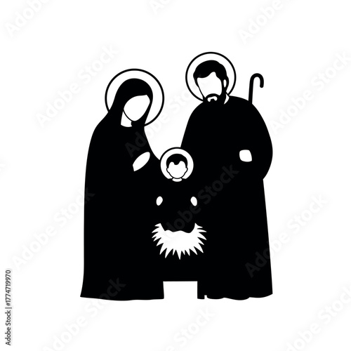 Holy Family Silhouette A Religious Depiction.