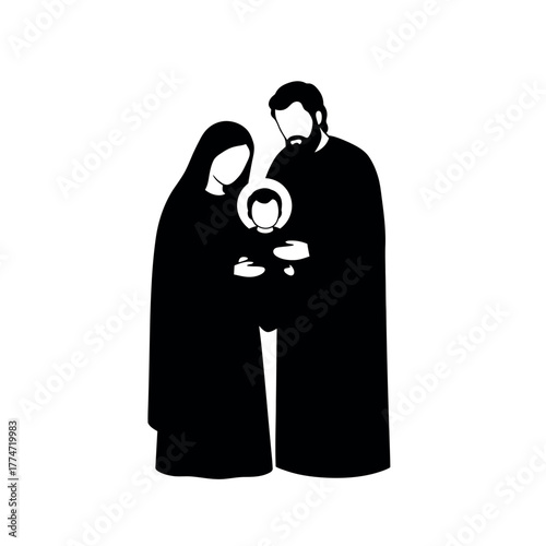 Holy Family Silhouette with Baby Jesus.