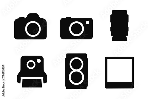 Retro and modern camera silhouettes: a collection of iconic photography equipment