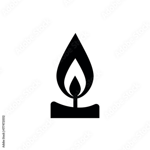 Simple candle flame icon for design and decoration.