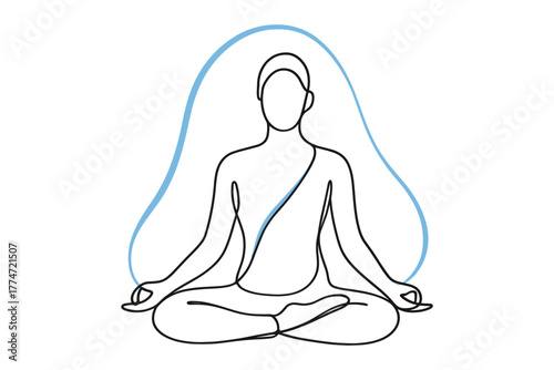 Minimalist one line yoga meditation pose with calming energies