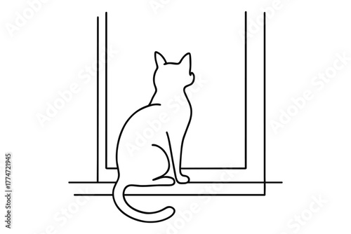 Minimalist cat outline sitting on window sill design