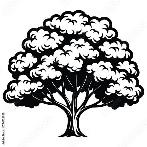 Stylized illustration of a large tree with a full canopy