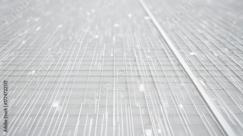 Bright, minimalist abstract background with glowing white vertical lines over a soft grey grid texture