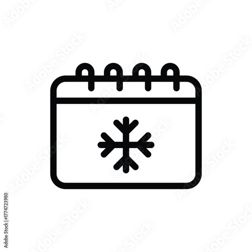 A calendar icon with a snowflake on the page indicating a winter holiday or event