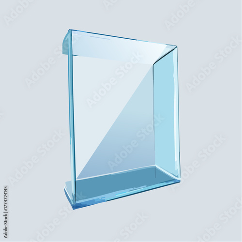 Transparent geometric form against a neutral background with copy space available