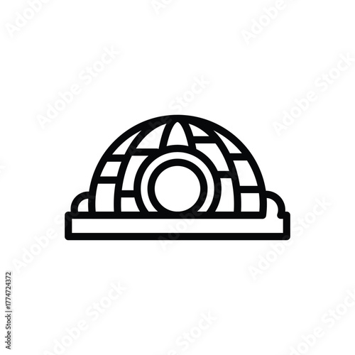 A line art illustration depicts an igloo