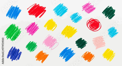Vibrant crayon scribbles in a playful rainbow of colors create a fun, energetic backdrop perfect for creative projects and childlike wonder