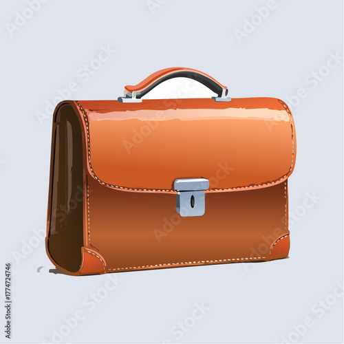 Vector illustration of a glossy leather briefcase with metallic clasp handle