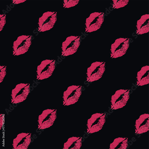 red lips love and valentine kiss seamless pattern red lip vector background. Kiss prints seamless background, Valentine pattern design. Lip pattern design. Hot sexy lips
