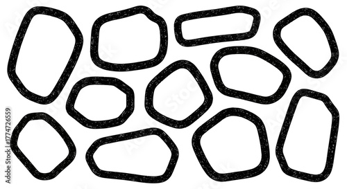 Abstract organic shapes, modern graphic design elements, hand drawn irregular frames, versatile background patterns for creative projects and branding