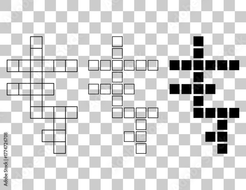 Set of Crossword concept icon, cross word graphic, web flat vector illustration .
