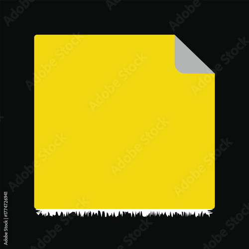 Yellow sticky note with torn bottom edge on black background