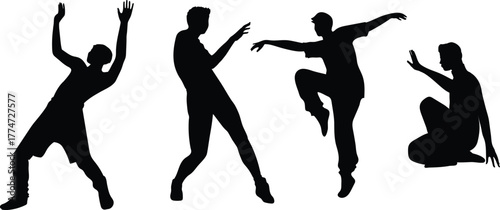 vector silhouettes of dancing girls