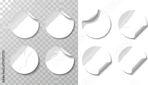 Blank white stickers mockup peel off labels