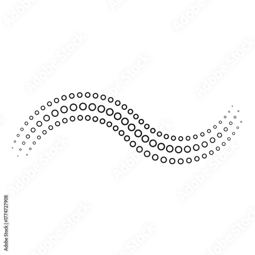 Stylish page separator with circles in a wavy design, black and white, decorative element