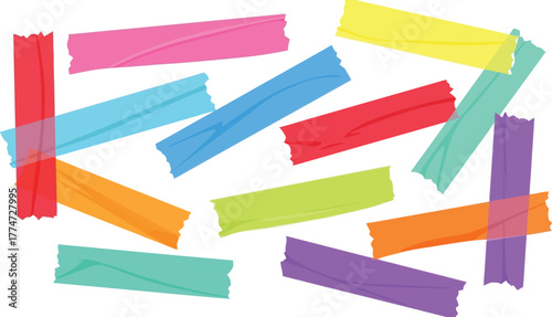 Colorful paper clips scattered