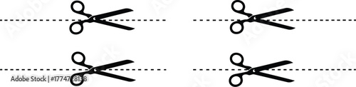 Scissors cutting dotted line icons