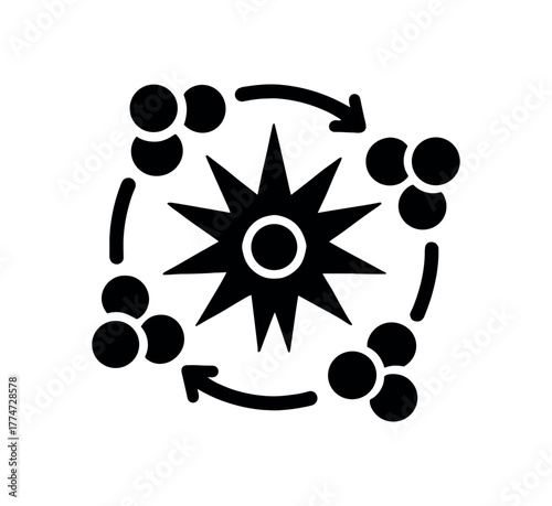 fusion flat black solid vector illustration isolated on white background