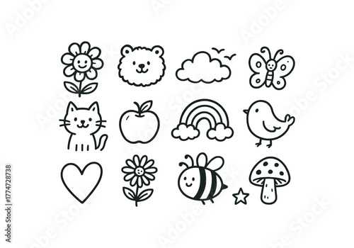 handdrawn cute doodle style edition vector line illustration
