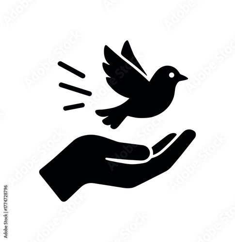 release flat black solid vector illustration isolated on white background