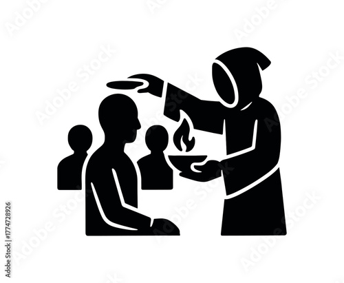 initiation flat black solid vector illustration isolated on white background