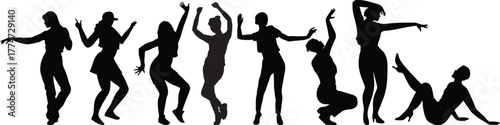 vector illustration of a silhouette hot girls dance