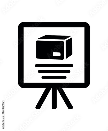 showcase flat black solid vector illustration isolated on white background