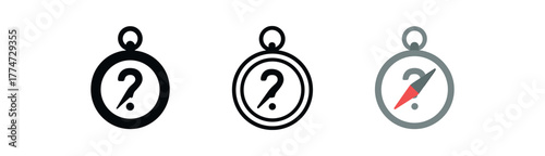 search for meaning compass icon on white background Black silhouette flat icon outline icon and colored icon style three minimal vector icon style