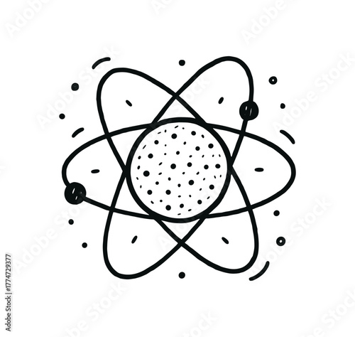 handdrawn cute doodle style nucleus vector line illustration