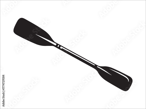 Black and white illustration of a kayak or canoe paddle