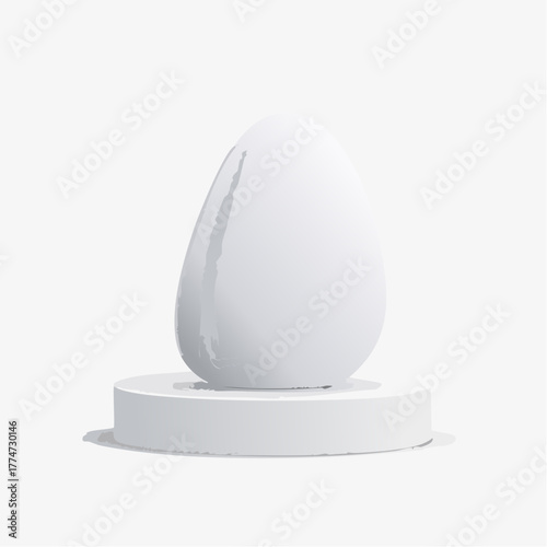 White egg on pedestal illustration for design concept and graphic projects