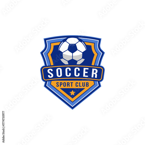 Soccer Tournament Emblem, Dynamic Sports Logo Vector