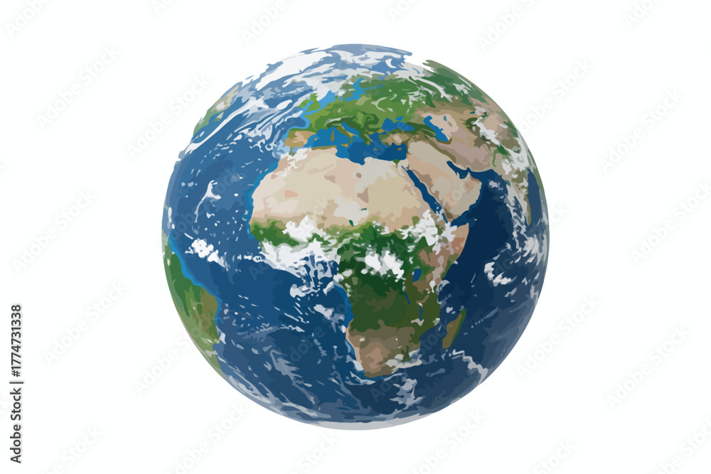 Fototapeta premium Planet Earth illustration with visible continents oceans and cloud cover