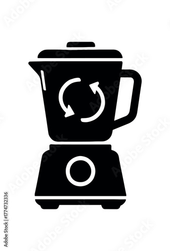 mixer blender kitchen setup black  flat vector illustration isolated