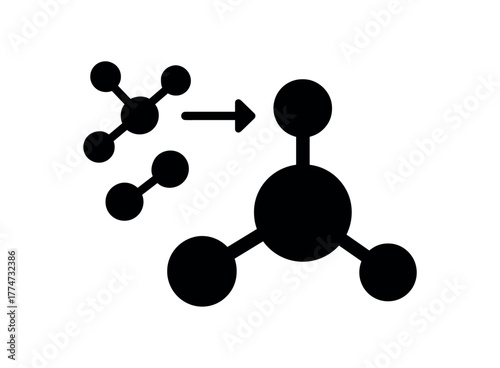 synthesis flat black solid vector illustration isolated on white background